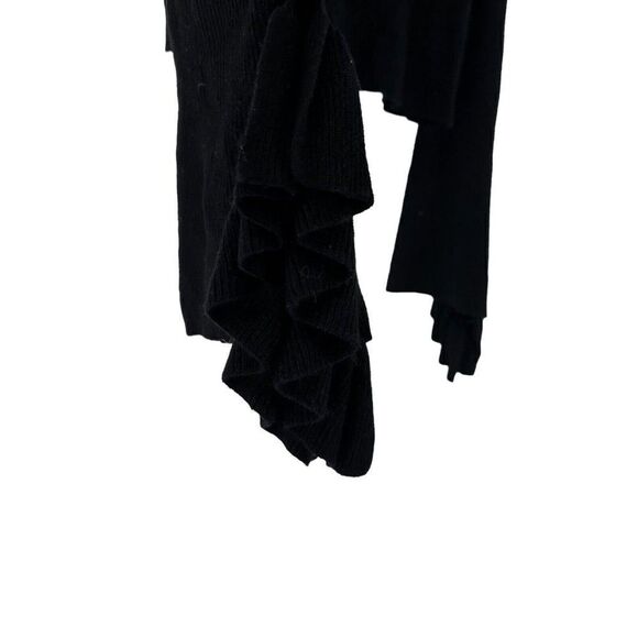 Express Sweater Cold Shoulder Black Ruffle Sleeves Ribbed V Neck Womens Size L - Picture 6 of 8